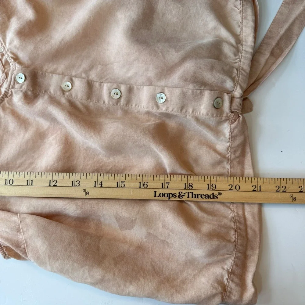Cloth & Stone Anthropologie Tie Front Tank Top L Tencel Blush Tonal Animal Print